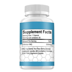 Closeup of easy-to-swallow capsules from Five Amino 1mq for daily use.