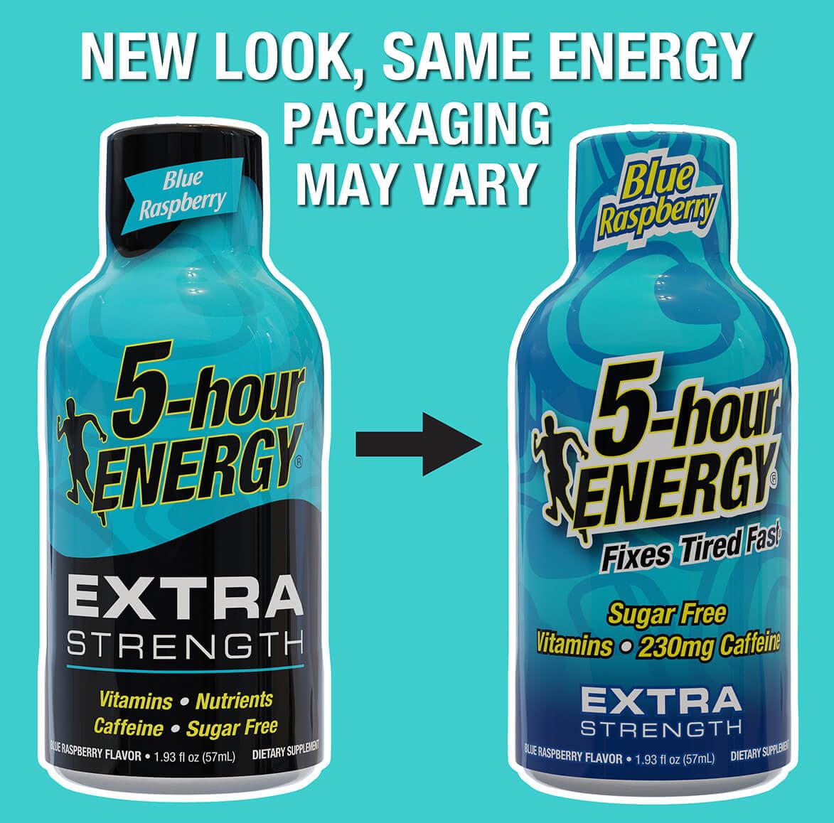 Five-hour ENERGY bottle with serving size information for fans