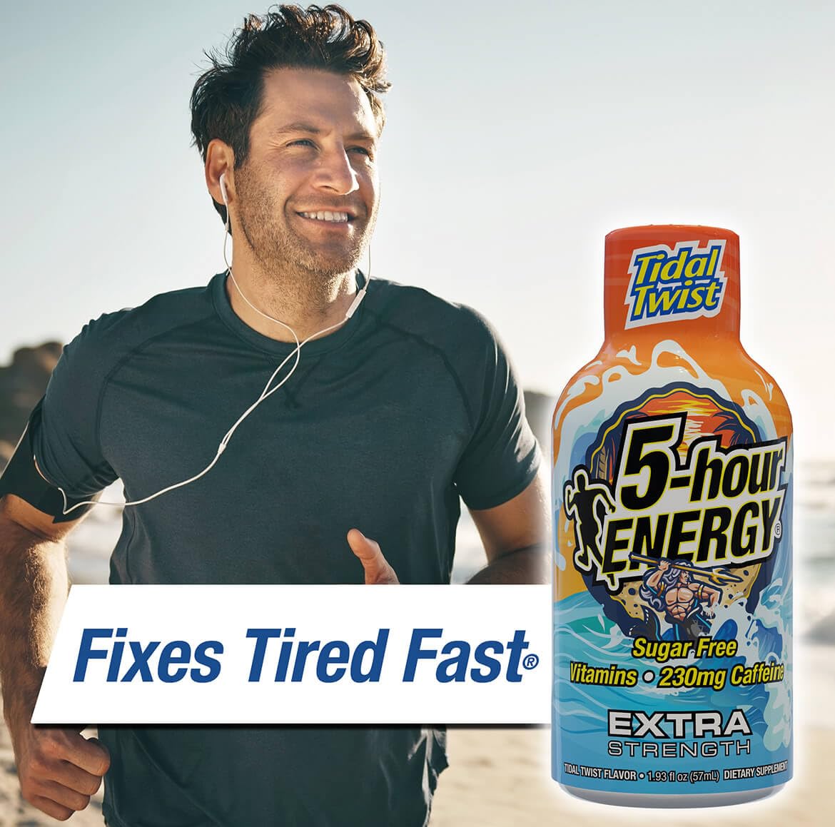 5-hour ENERGY strawberry banana bottle highlights flavor and portability