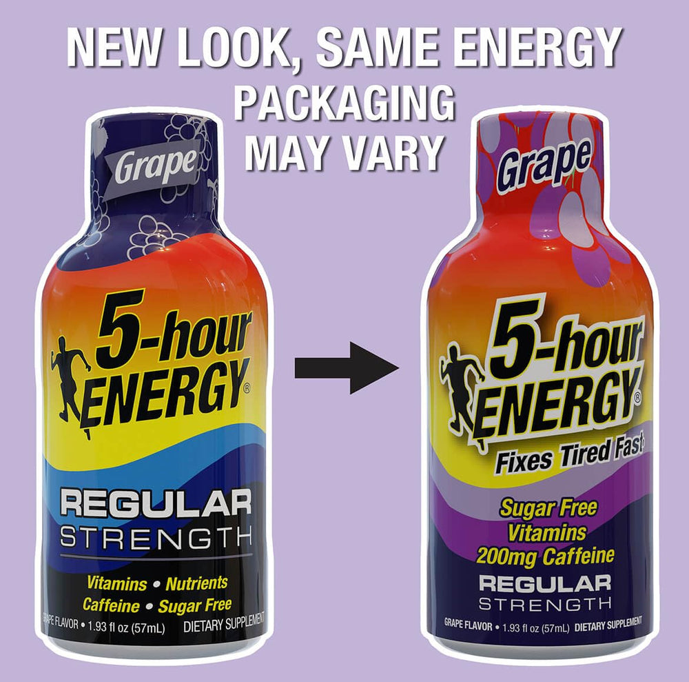 Five-hour ENERGY Regular Strength poured shot demonstrates fast, sugar-free caffeine boost