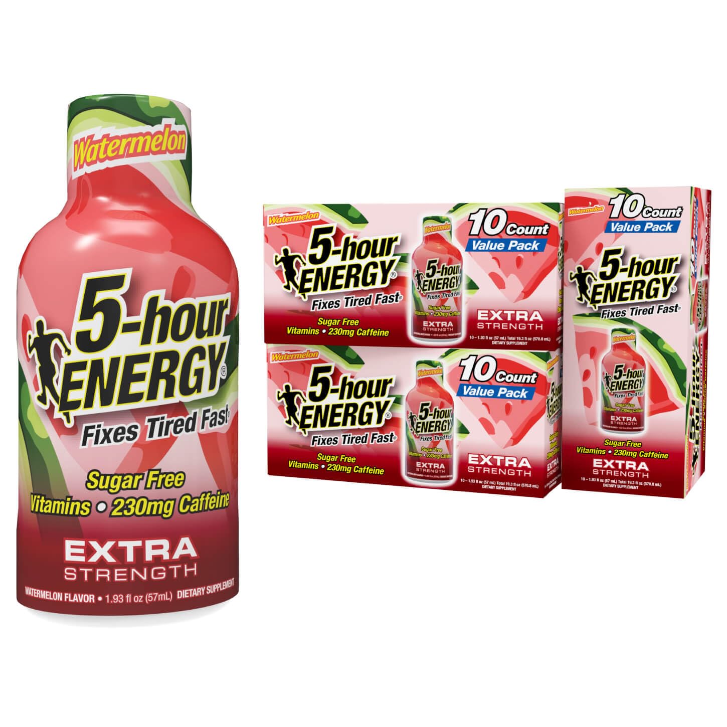 5-hour ENERGY watermelon shot bottle ready for quick energy on the go