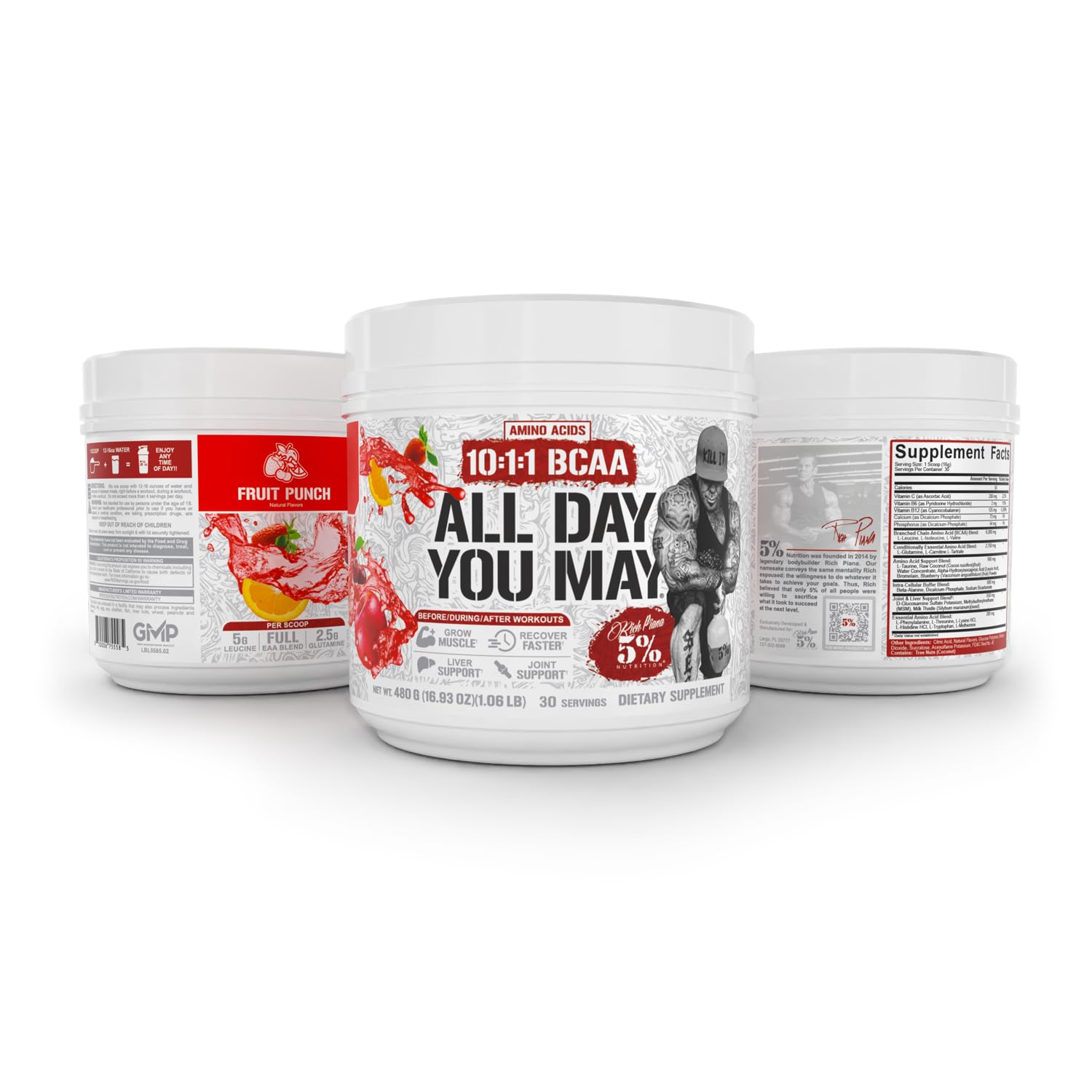 5% Nutrition Rich Piana ADYM front packaging highlighting premium formulation