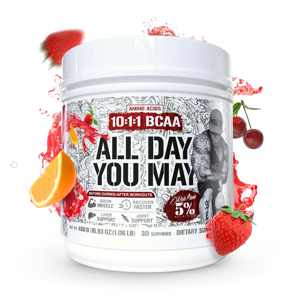 5% Nutrition Rich Piana ADYM powder dissolving in glass