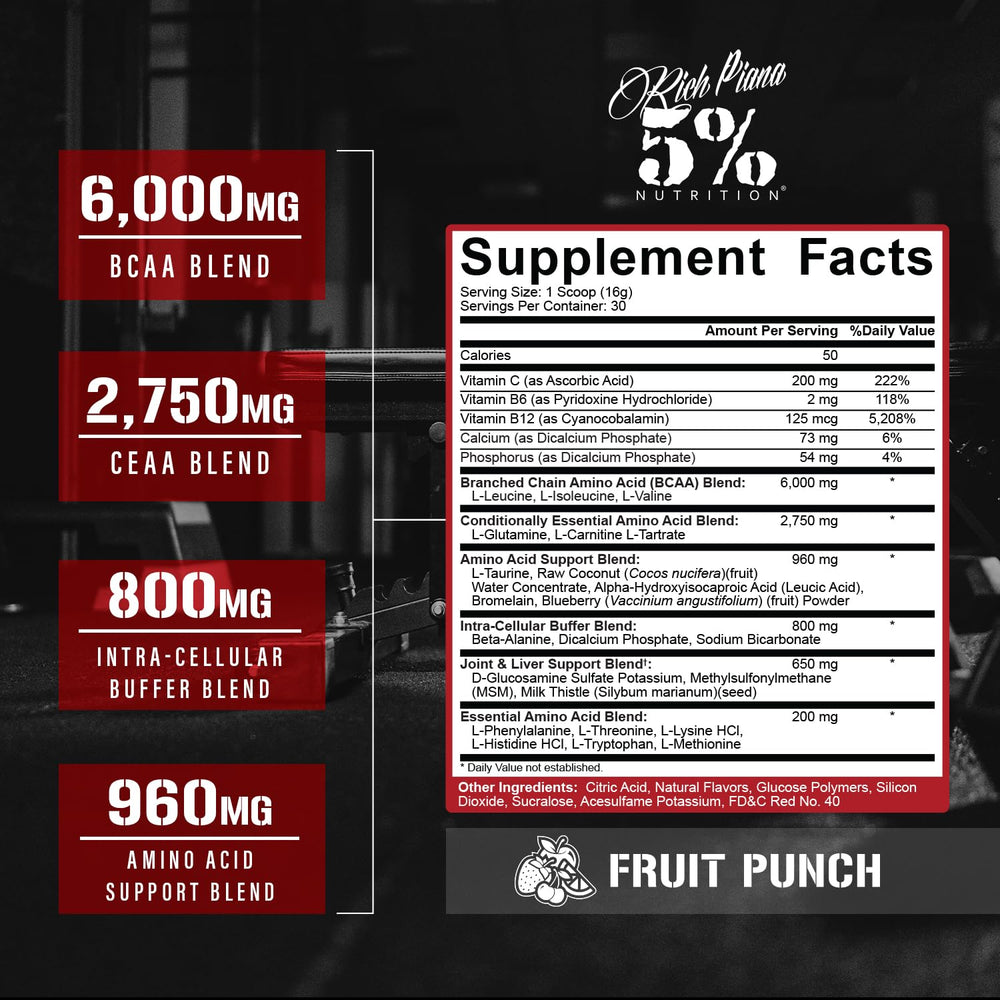 5% Nutrition Rich Piana ADYM fruit punch shaker mixing during training