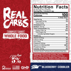 Five Percent Nutrition Rich Piana Real Carbs scoop for quick, convenient pre-workout fueling