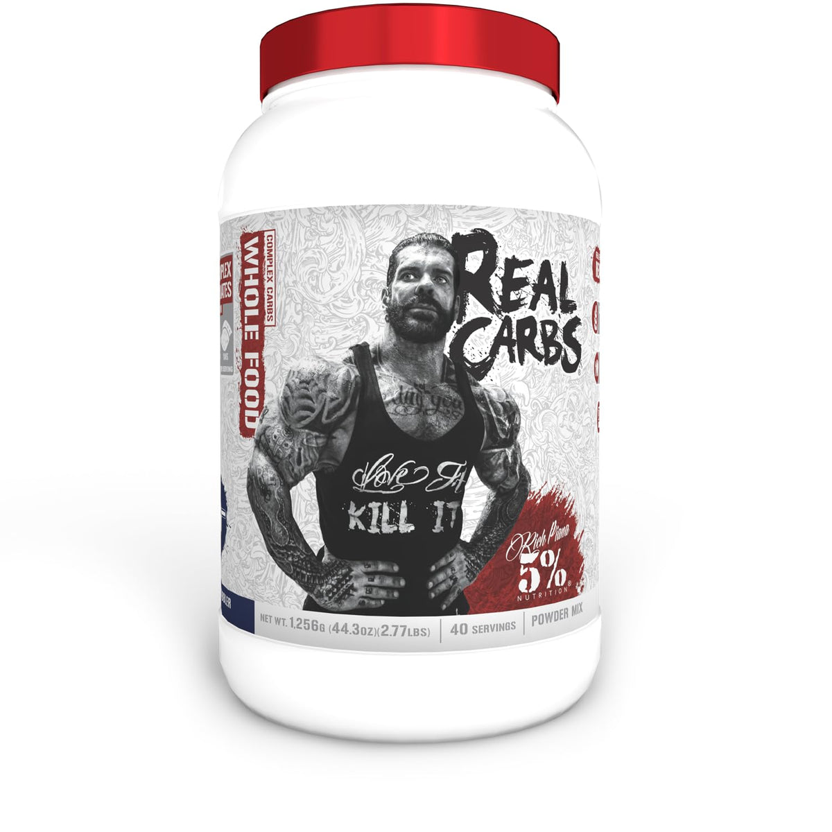 Five Percent Nutrition Rich Piana Real Carbs Blueberry Cobbler tub for steady energy during workouts