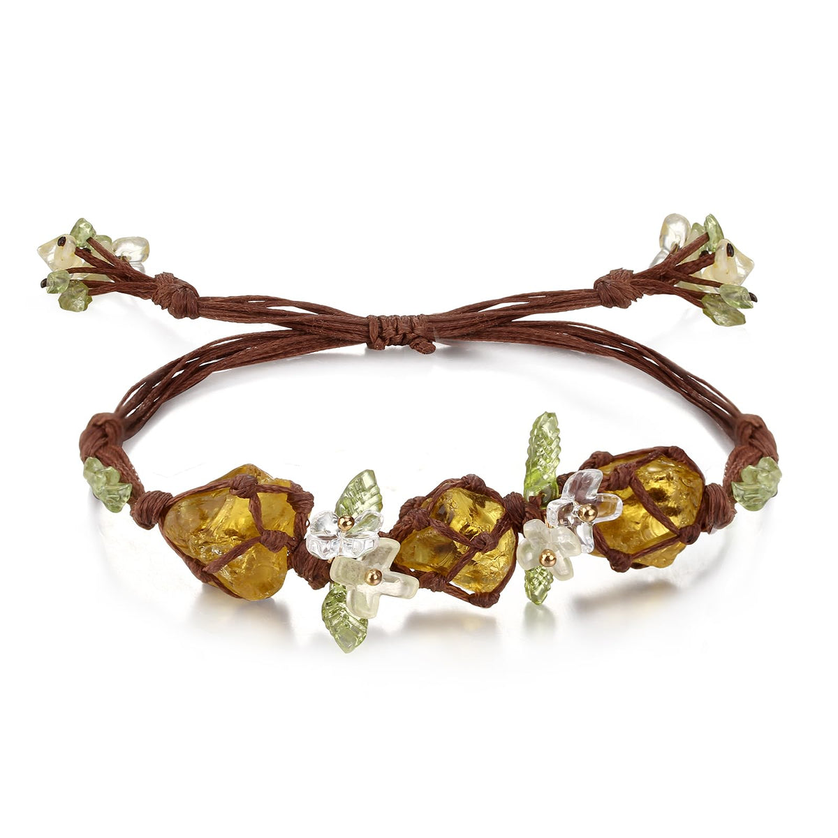 Fivoilin Citrine Healing Crystal Bracelet close-up for focus during yoga