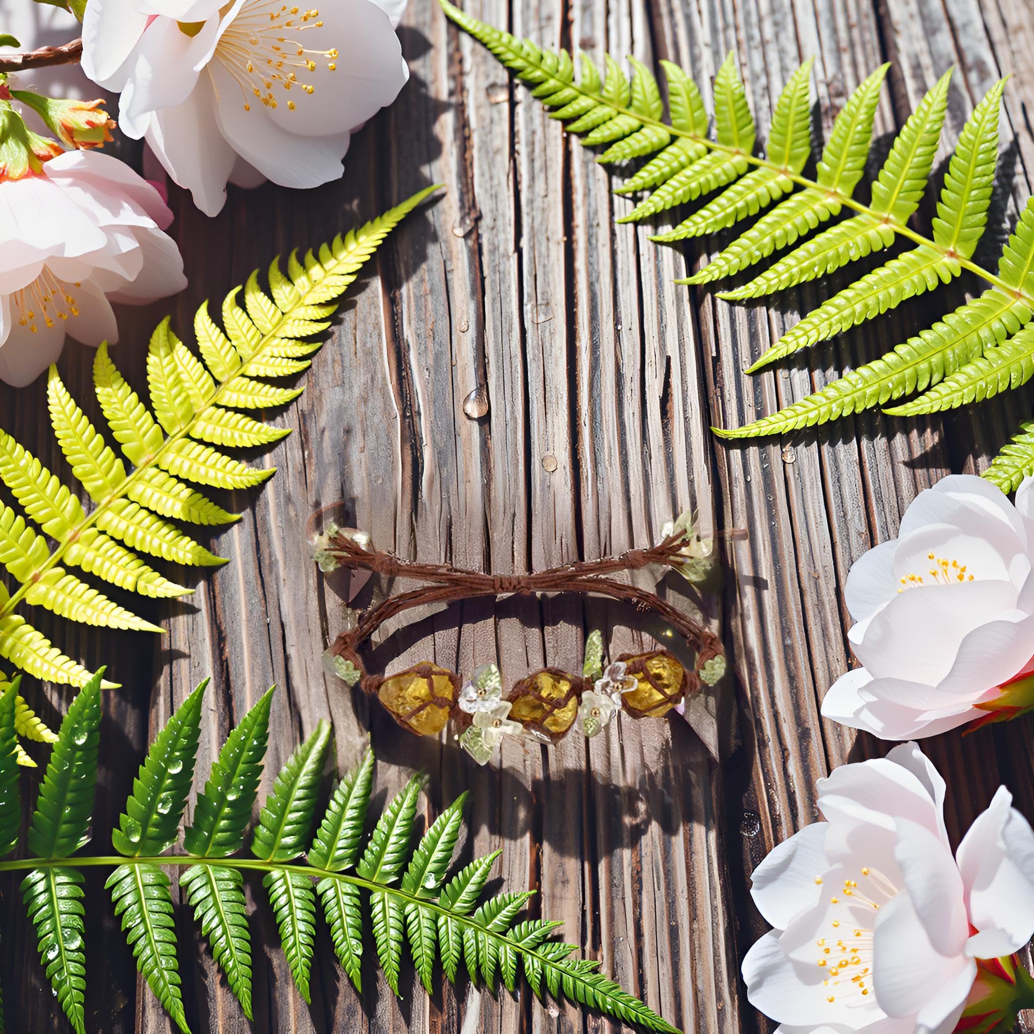 Fivoilin Crystal bracelet close-up showing adjustable drawstring and beads