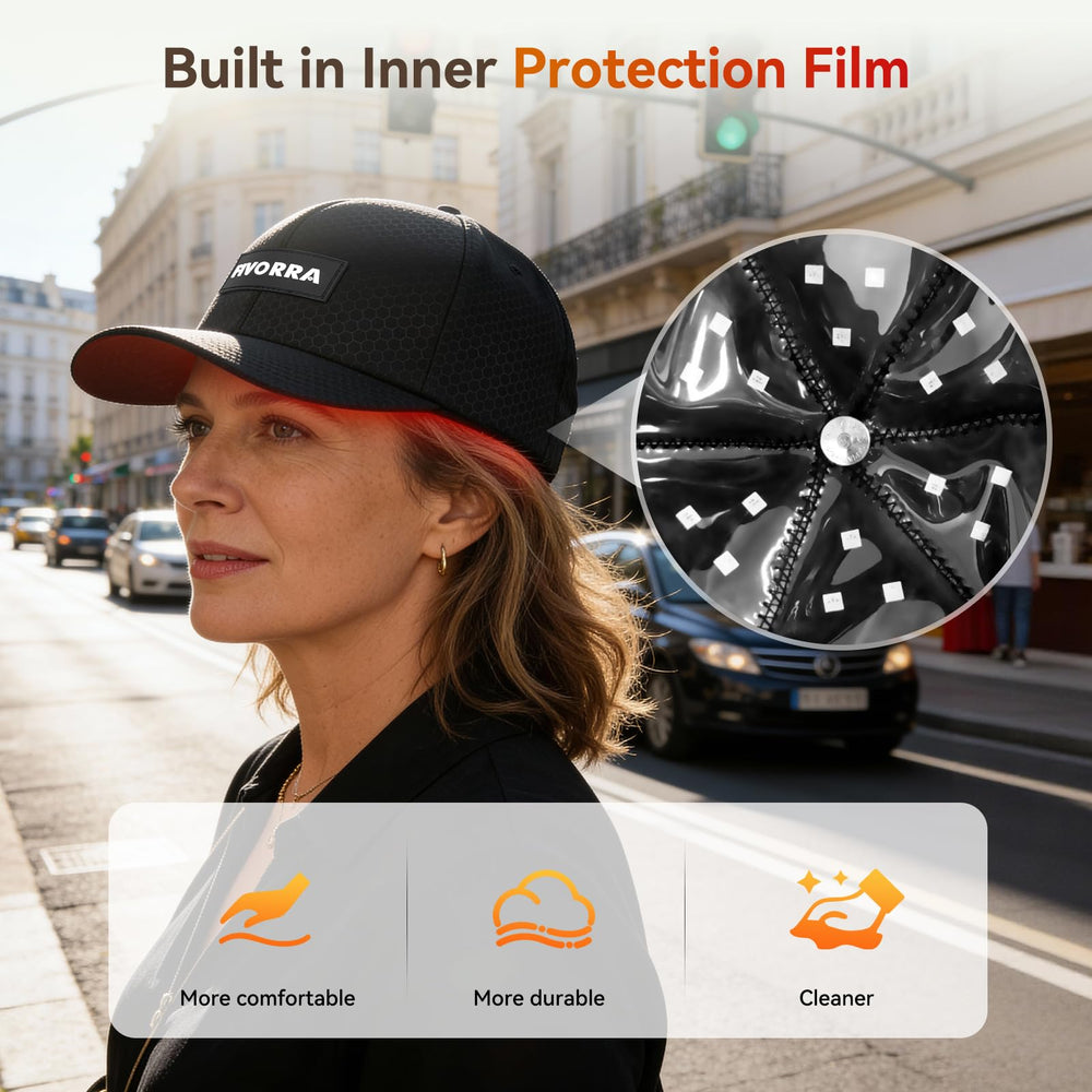 FIVORRA Red Light Cap adjustable sizing for a comfortable fit