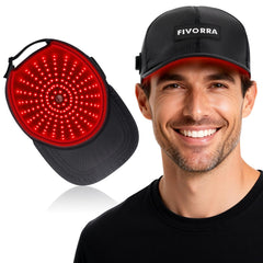 FIVORRA Red Light Cap with built-in battery offering cordless use at home or travel