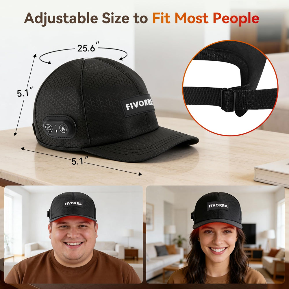 FIVORRA Red Light Cap used in a home or travel setting for relaxation