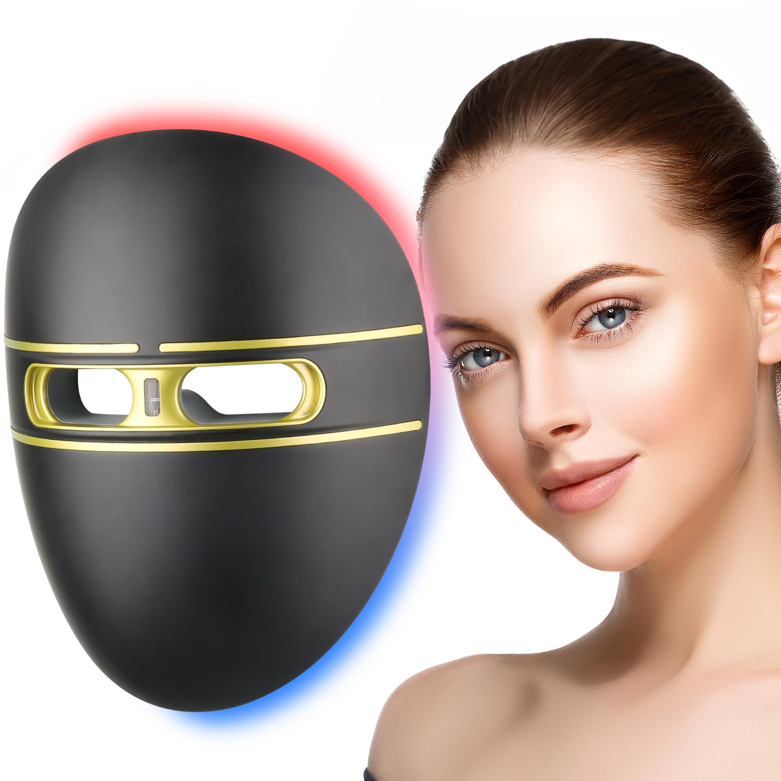 F FIWENE Pro-Grade FSA LED mask—front view shows compact home treatment ready.