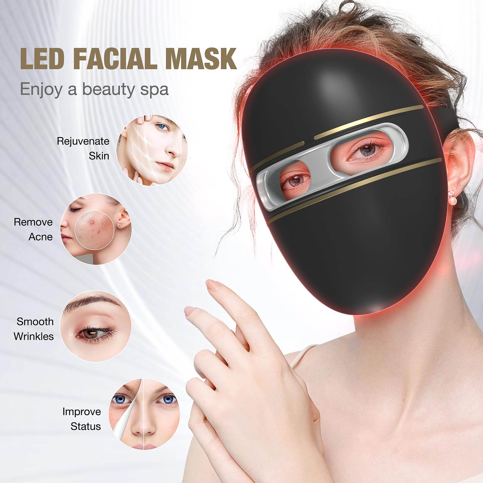 F FIWENE Pro-Grade FSA LED mask—side view highlights ergonomic fit for all skin types.
