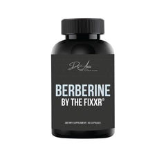 Fixxr Berberine HCI bottle showing 1200 mg per serving for steady energy.