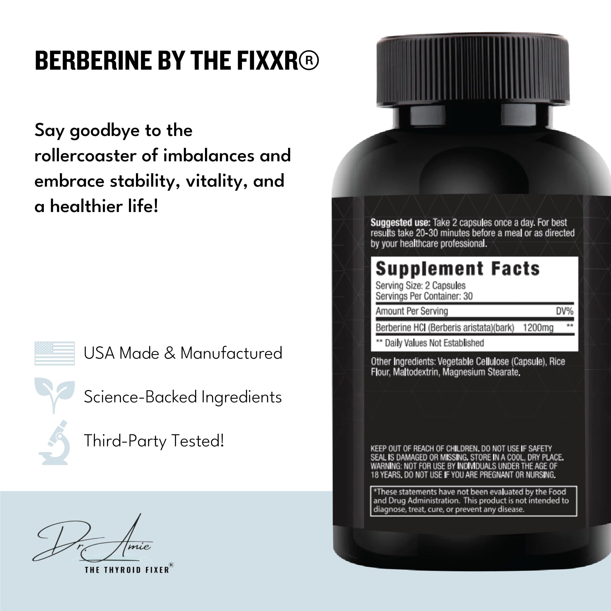 Fixxr Berberine HCI capsules neatly arranged for a simple daily dose.