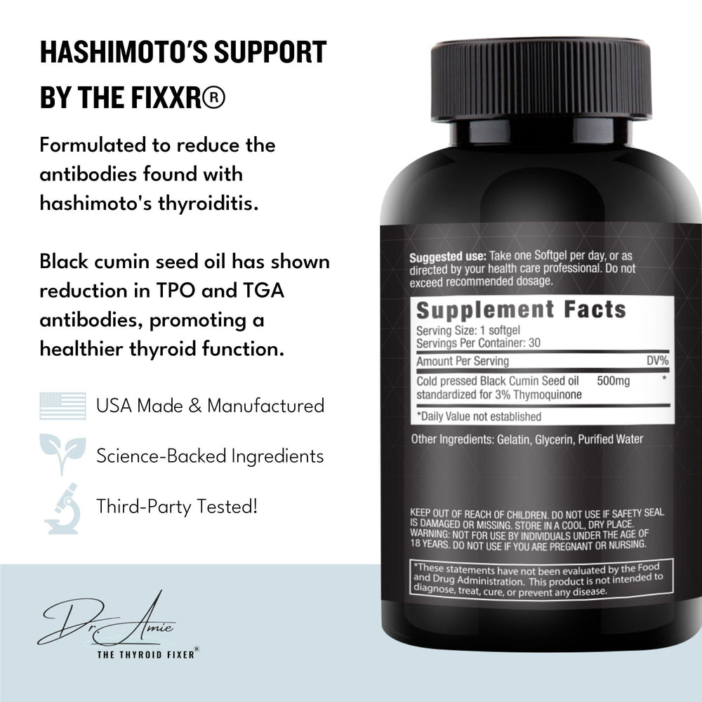 Fixxr Hashimoto's Support softgels close-up for daily wellness and steady energy.