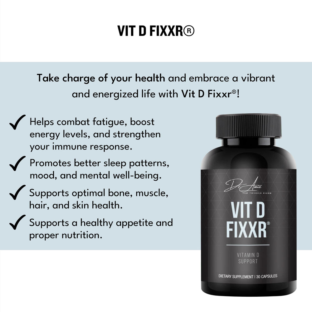 Fixxr VIT D by Dr. Amie label close-up highlighting K1, K2, and GG blend for immune support.