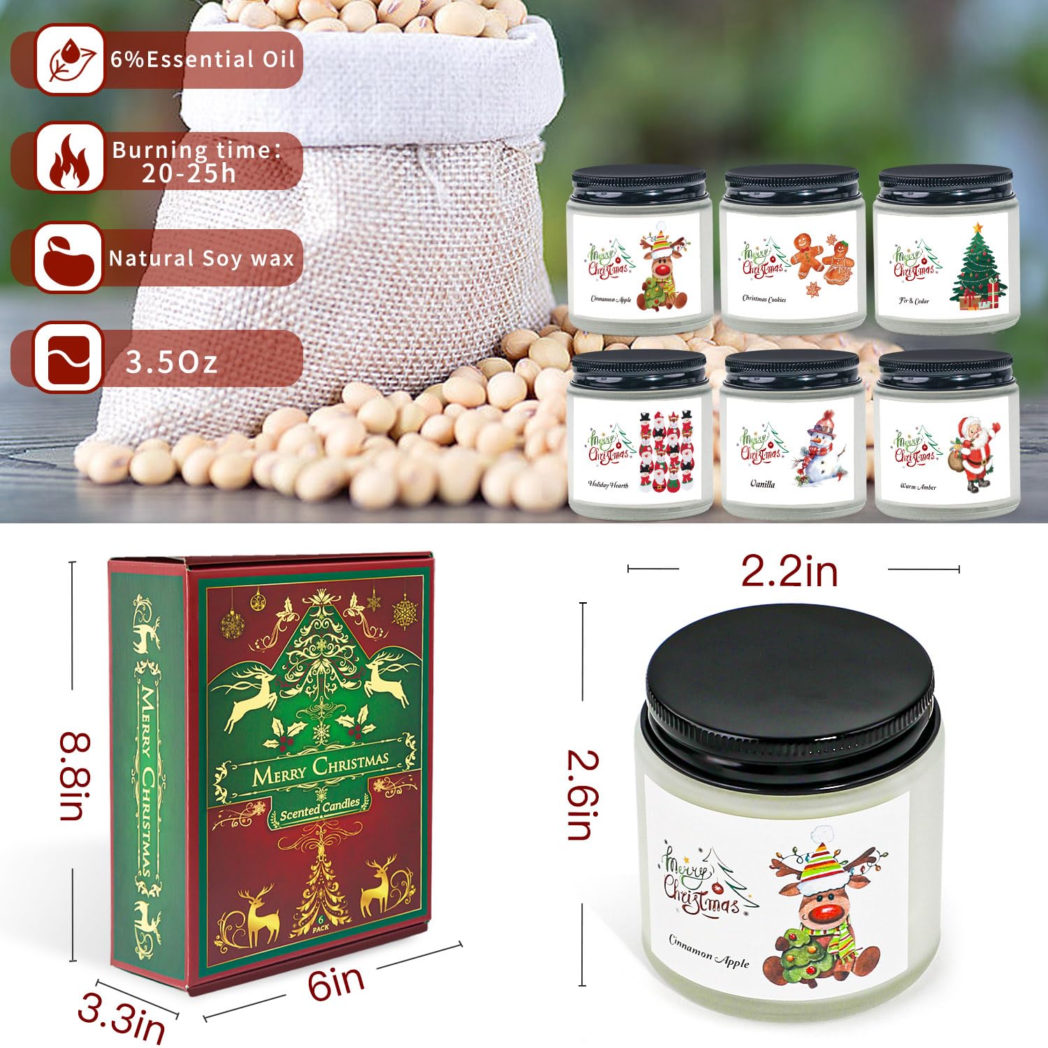 FKJOL Cinnamon Apple candle delivers bright, inviting kitchen notes.