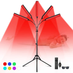 FlaoAito 5-heads red light panel front view offers balanced coverage for face and body.