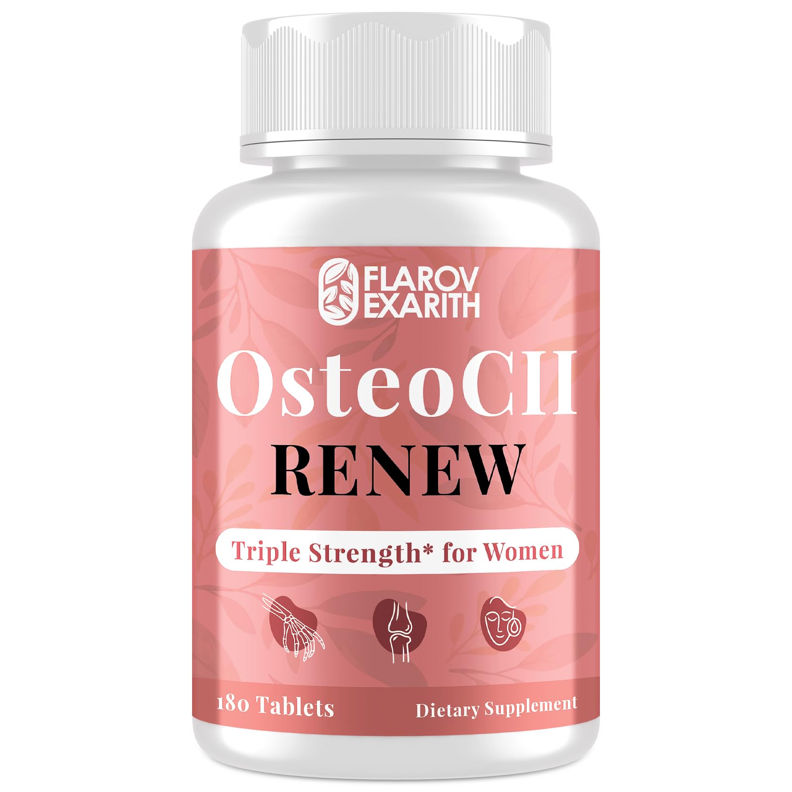 Flarovexarith OsteoCII Renew bottle shown for daily joint and bone support