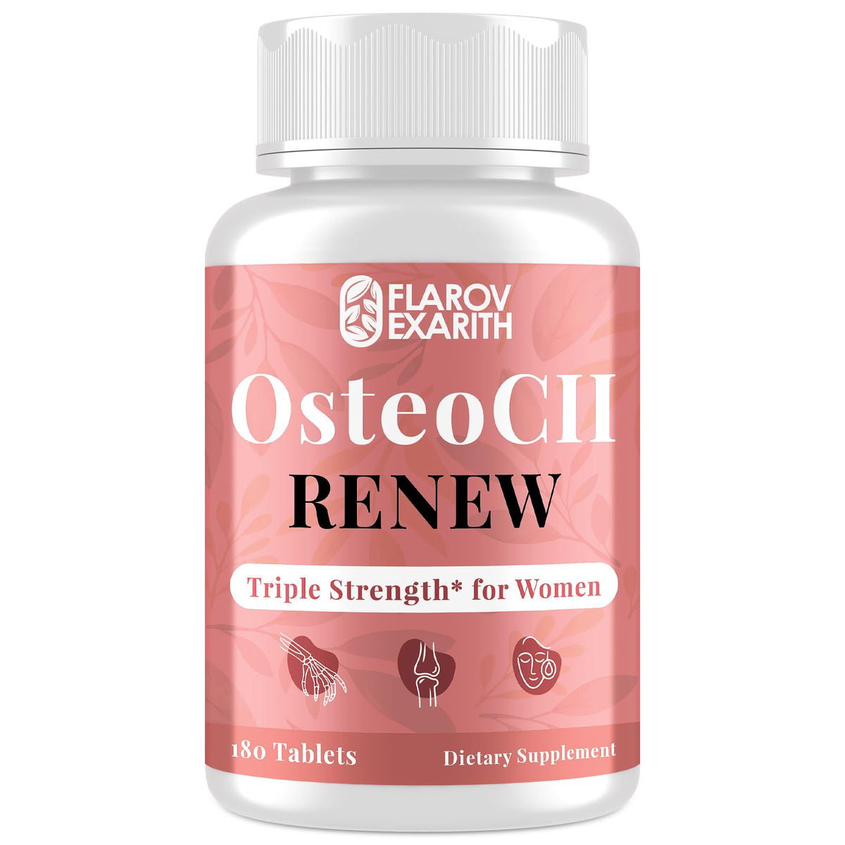 Flarovexarith OsteoCII Renew bottle shown for daily joint and bone support