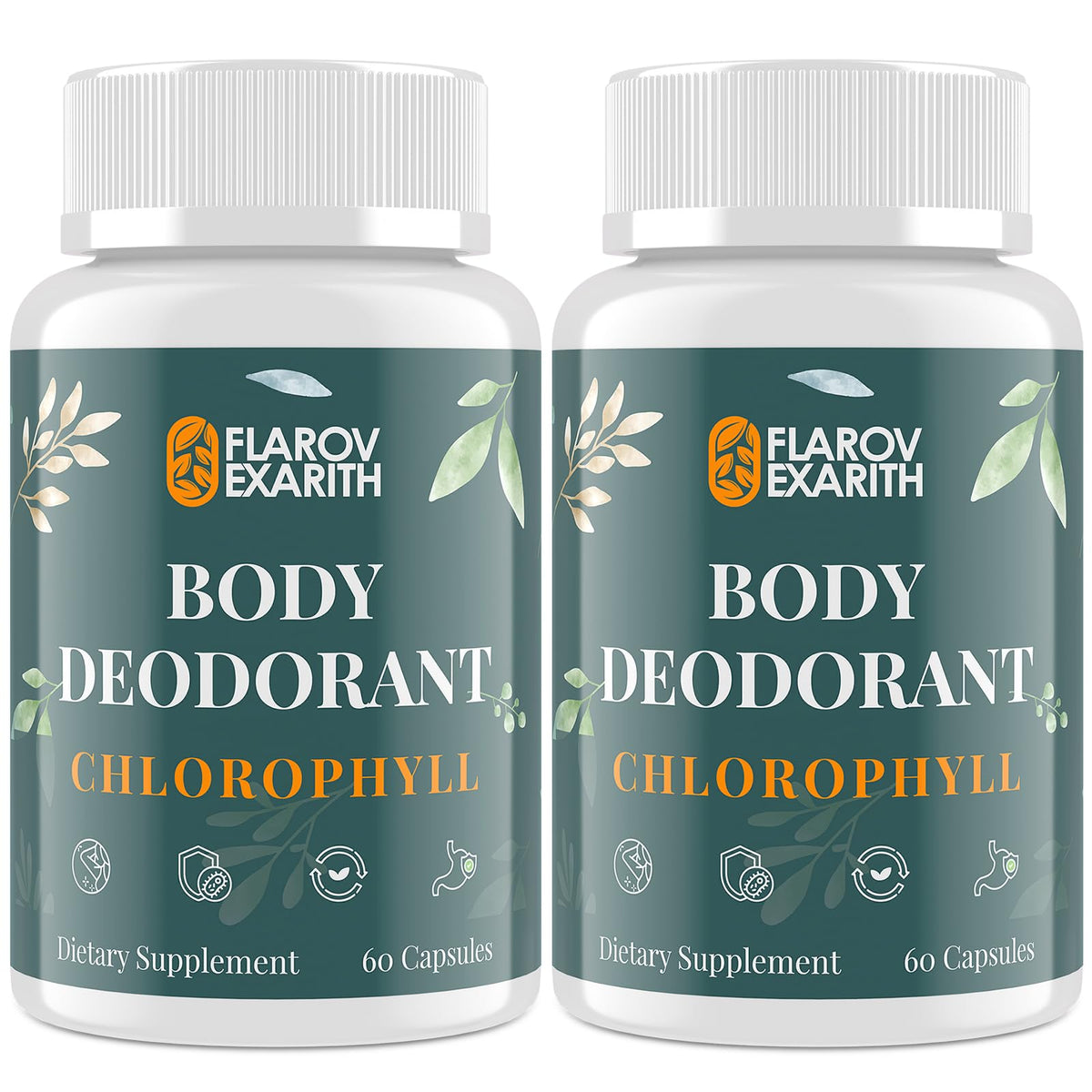 Flarovexarith women's body deodorizing supplement bottle supports daily freshness.