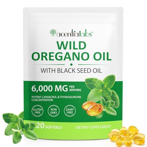 Flasture Oil of Oregano softgels bottle showing 6000mg preparation for immune support