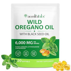 Flasture Oil of Oregano softgels bottle showing 6000mg preparation for immune support