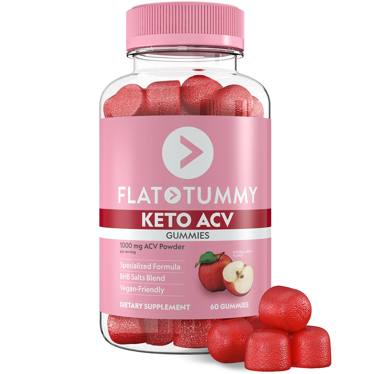Flat Tummy Keto ACV Gummies bottle with label signaling daily keto support.