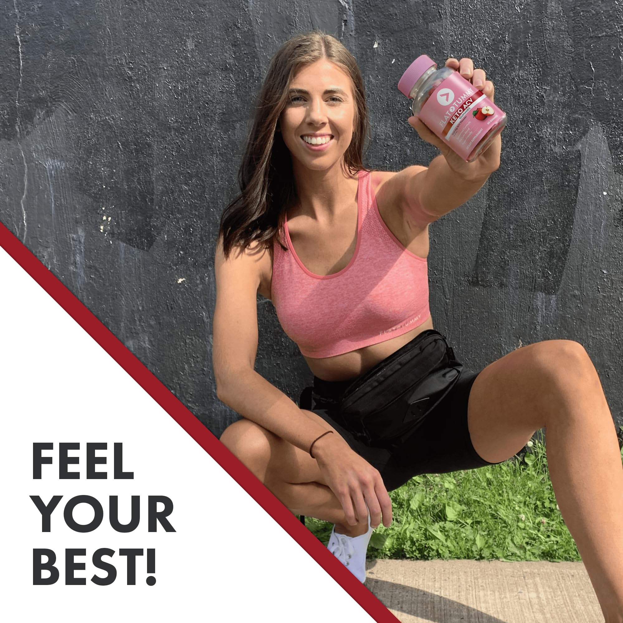 Flat Tummy Keto ACV Gummies held in hand for on-the-go support.