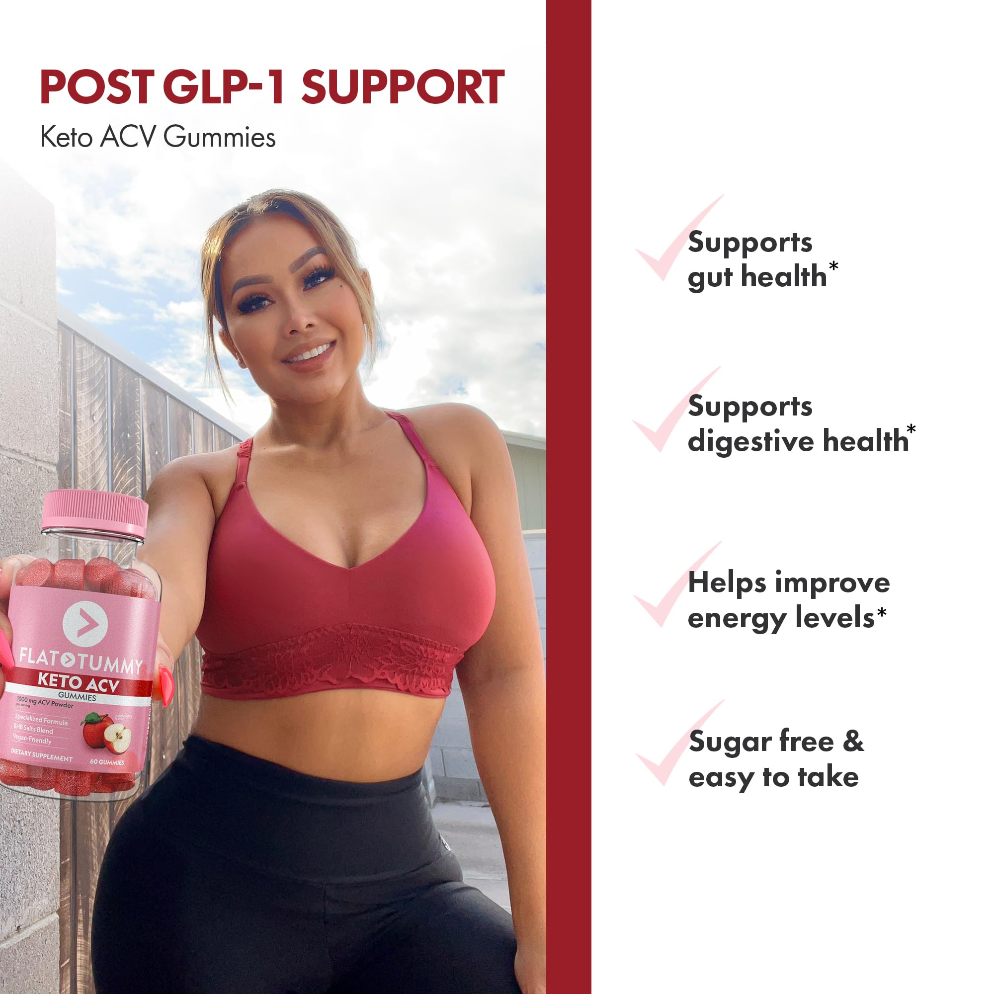 Flat Tummy Keto ACV Gummies on a clean background showing vibrant color.
