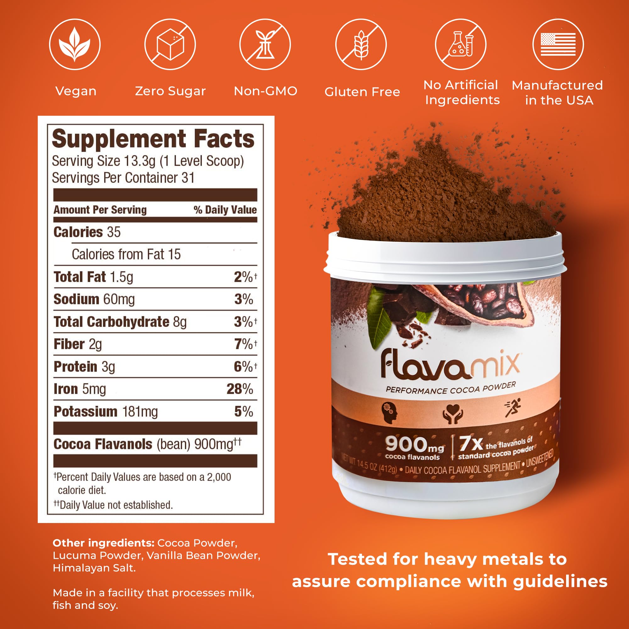 Closeup of FlavaMix cocoa powder texture for easy mixing