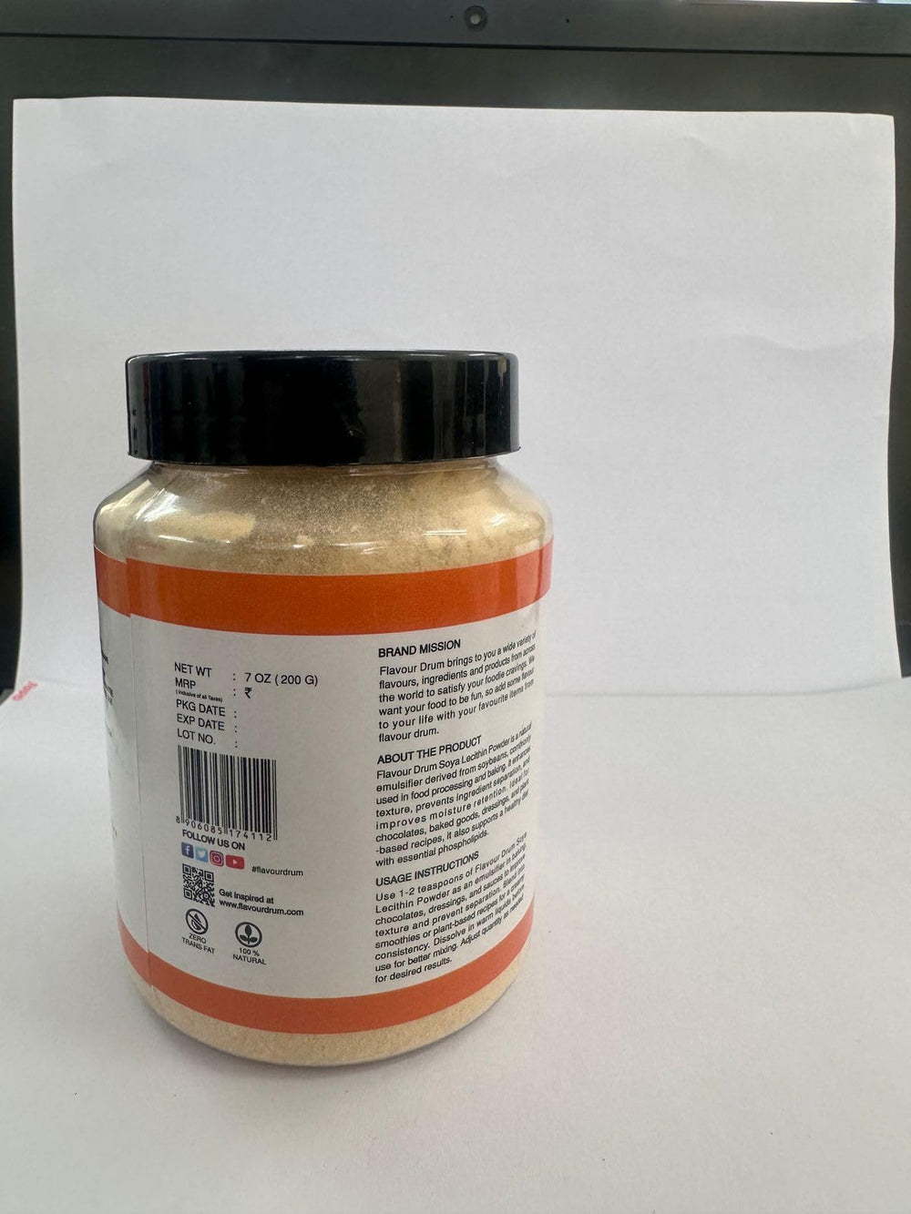 Flavour Drum Soya Lecithin Powder canister stored for versatile cooking.