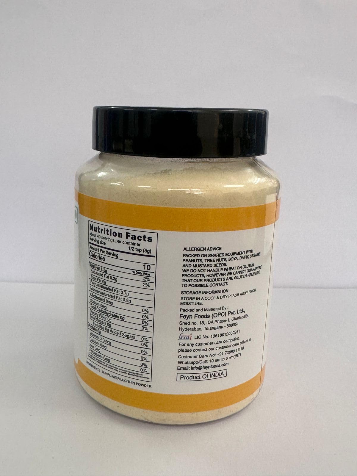 Non-GMO label on Flavour Drum lecithin powder supports clean ingredient choices
