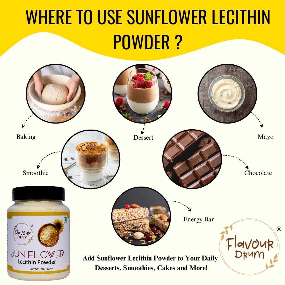 Scoop of Flavour Drum sunflower lecithin powder for easy measuring and consistent results