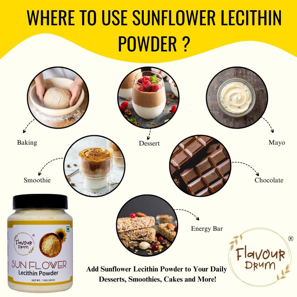 Scoop of Flavour Drum sunflower lecithin powder for easy measuring and consistent results