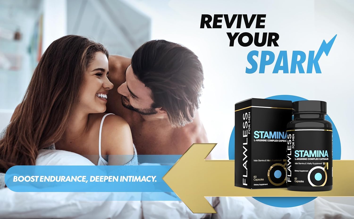 Flawless for Men Stamina bottle back shows ingredients and usage notes for informed daily use