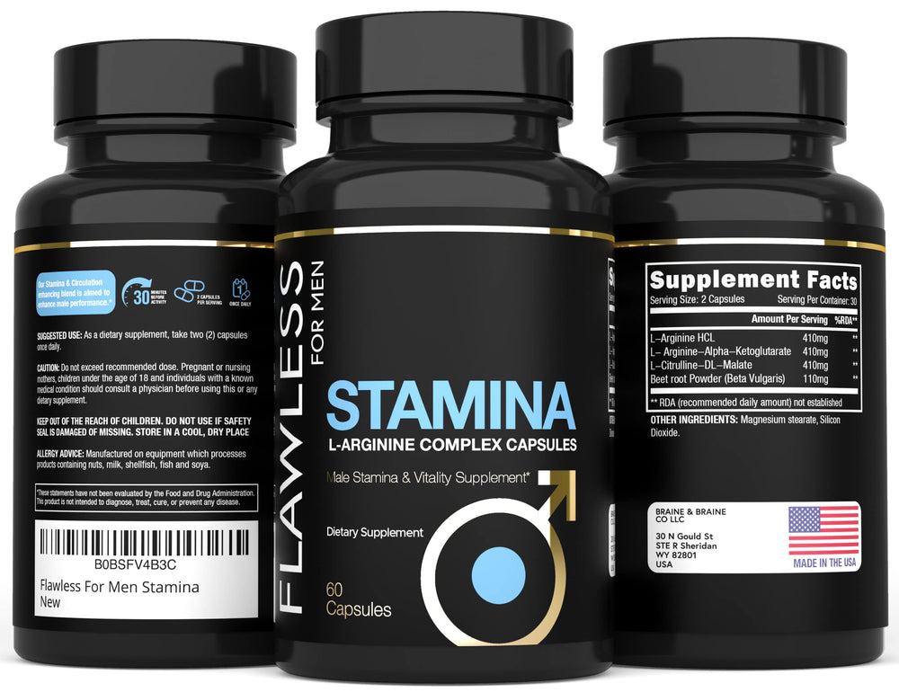 Flawless for Men Stamina packaging hero showcases bold branding and benefit focus