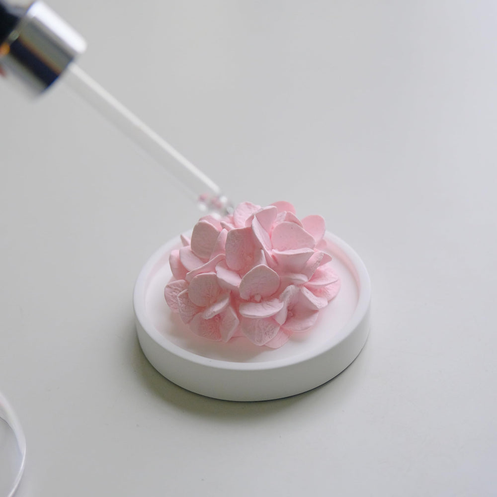 Close-up of FLCSIed unglazed flower diffuser showing natural oil absorption.