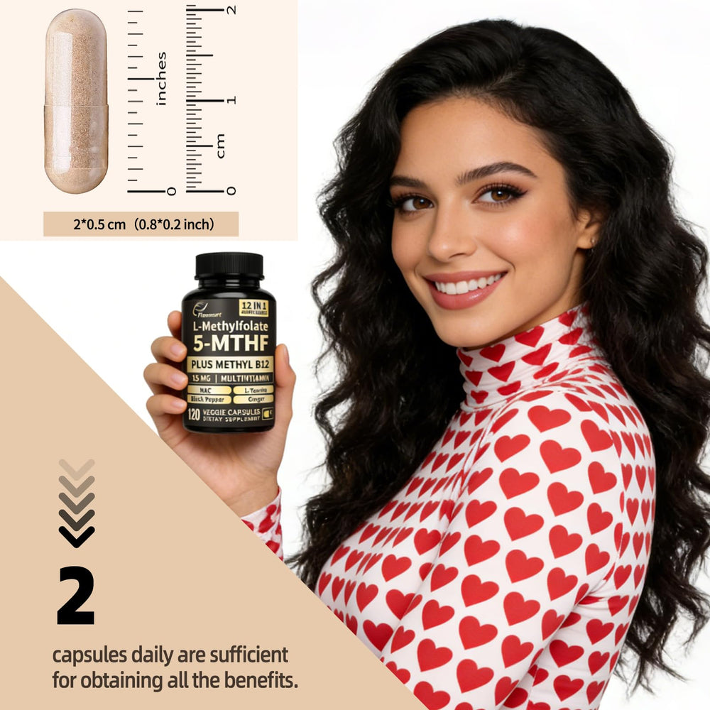 Fleamart L Methylfolate and B12 packaging flatlay for premium quality