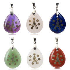 Flemtai amethyst waterdrop pendant for calming energy in meditation jewelry.