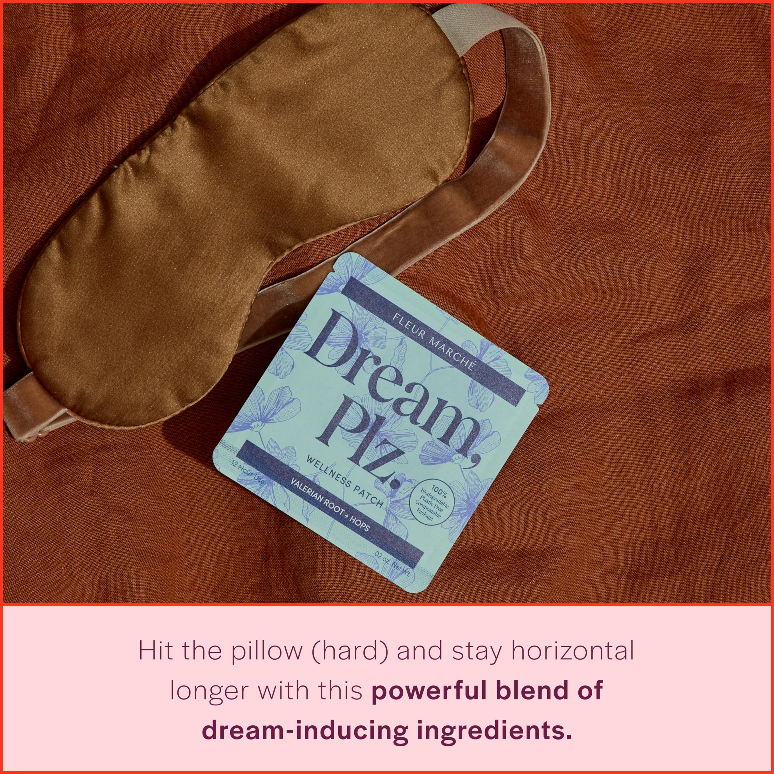 Fleur Marché Dream Plz patch on arm showing easy skin adhesion for relaxation