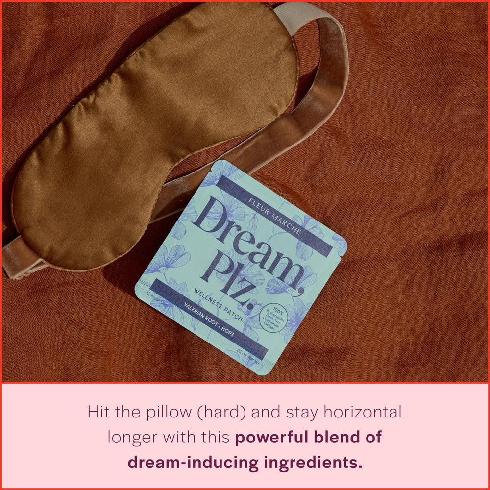 Fleur Marché Dream Plz patch on arm showing easy skin adhesion for relaxation