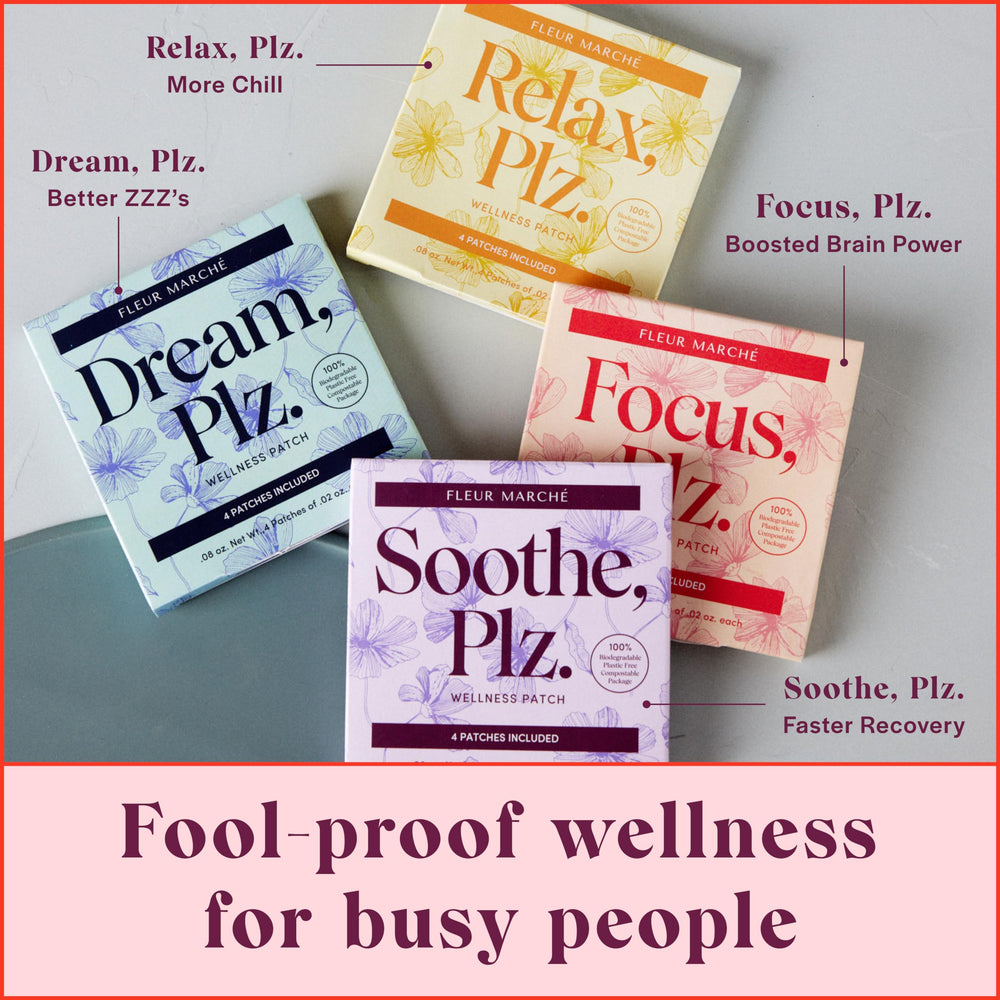 Front view of Fleur Marché Dream Plz patch packaging for quick nightly routine