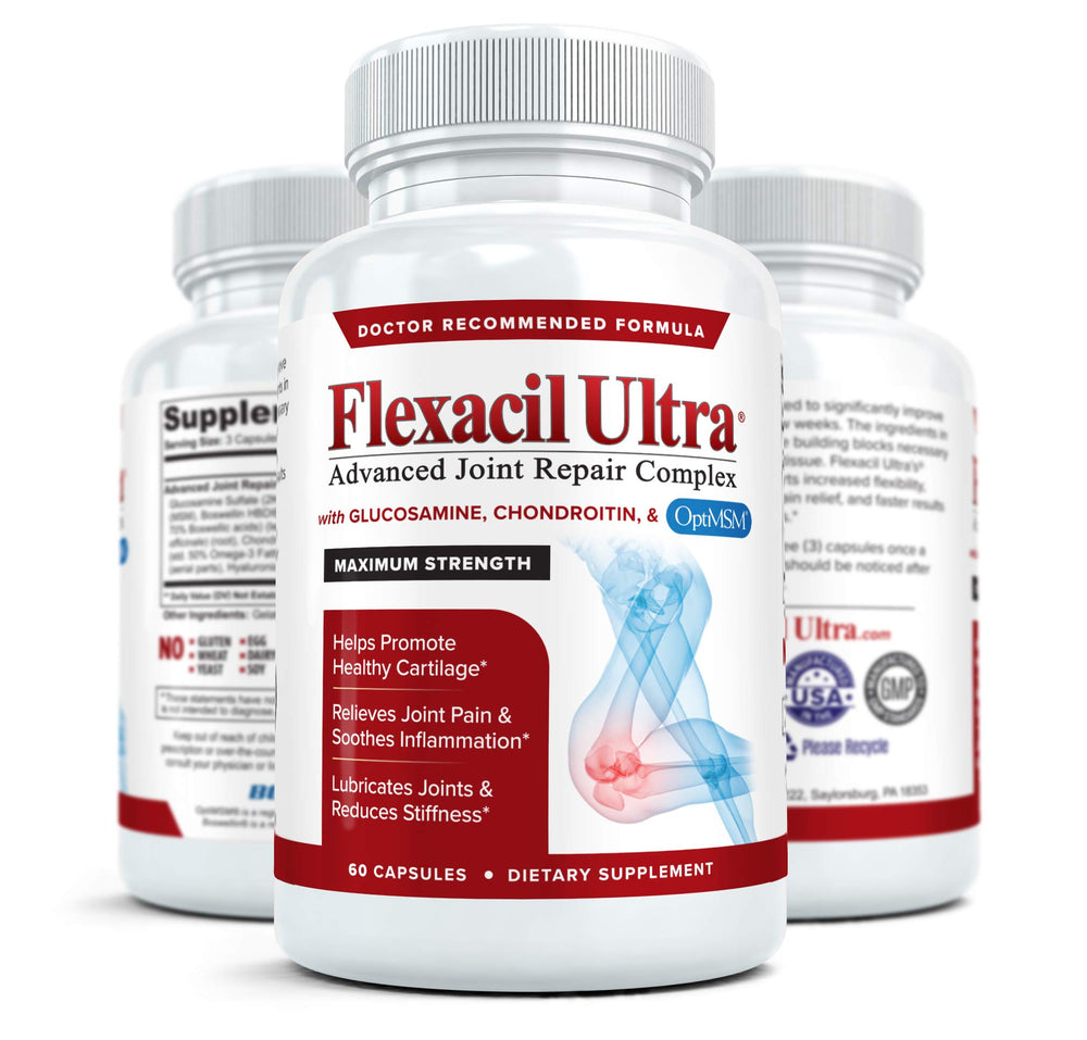 Flexacil Ultra bottle dispensing cap shown in a daily routine setting