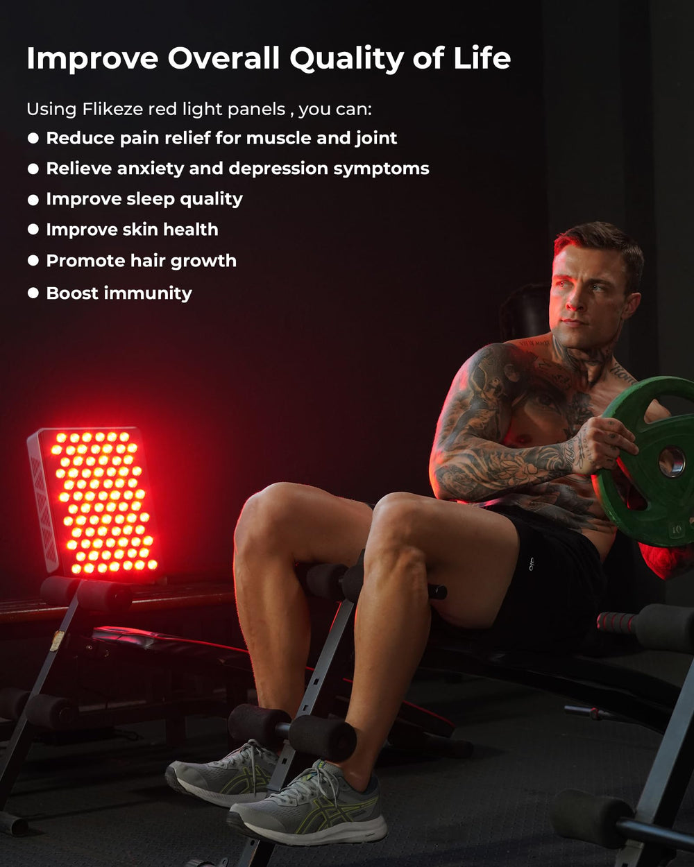 FliKEZE red light panel positioned on the face area for daily skin-friendly use