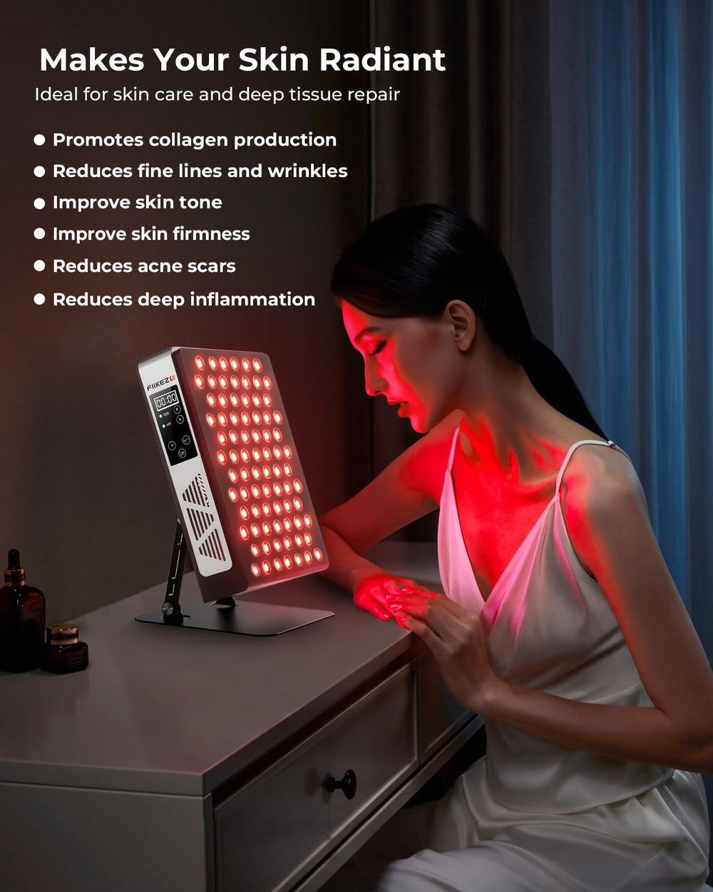 FliKEZE red light panel timer display helps plan short, focused treatment sessions