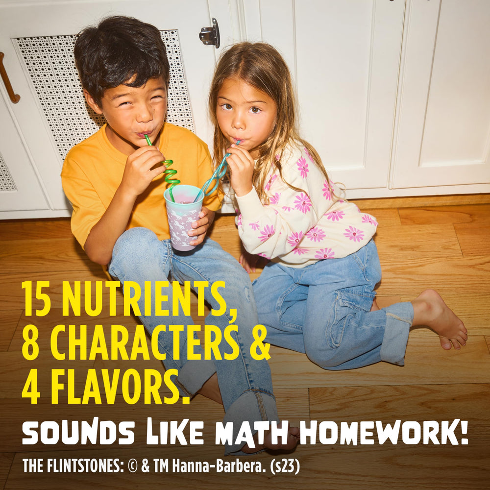 Flintstones cherry-flavored chewables for kids' daily routine.