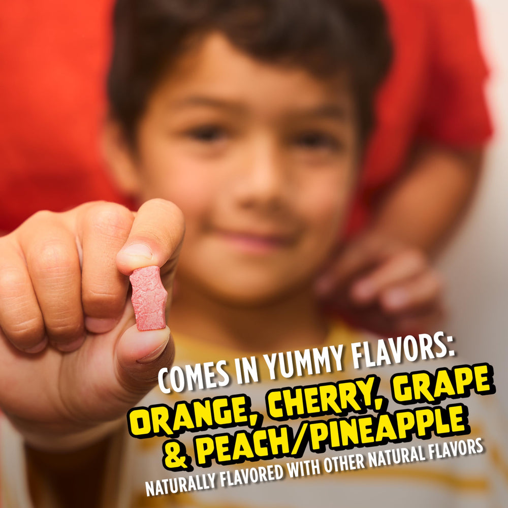 Flintstones grape-flavored chewables for kids.