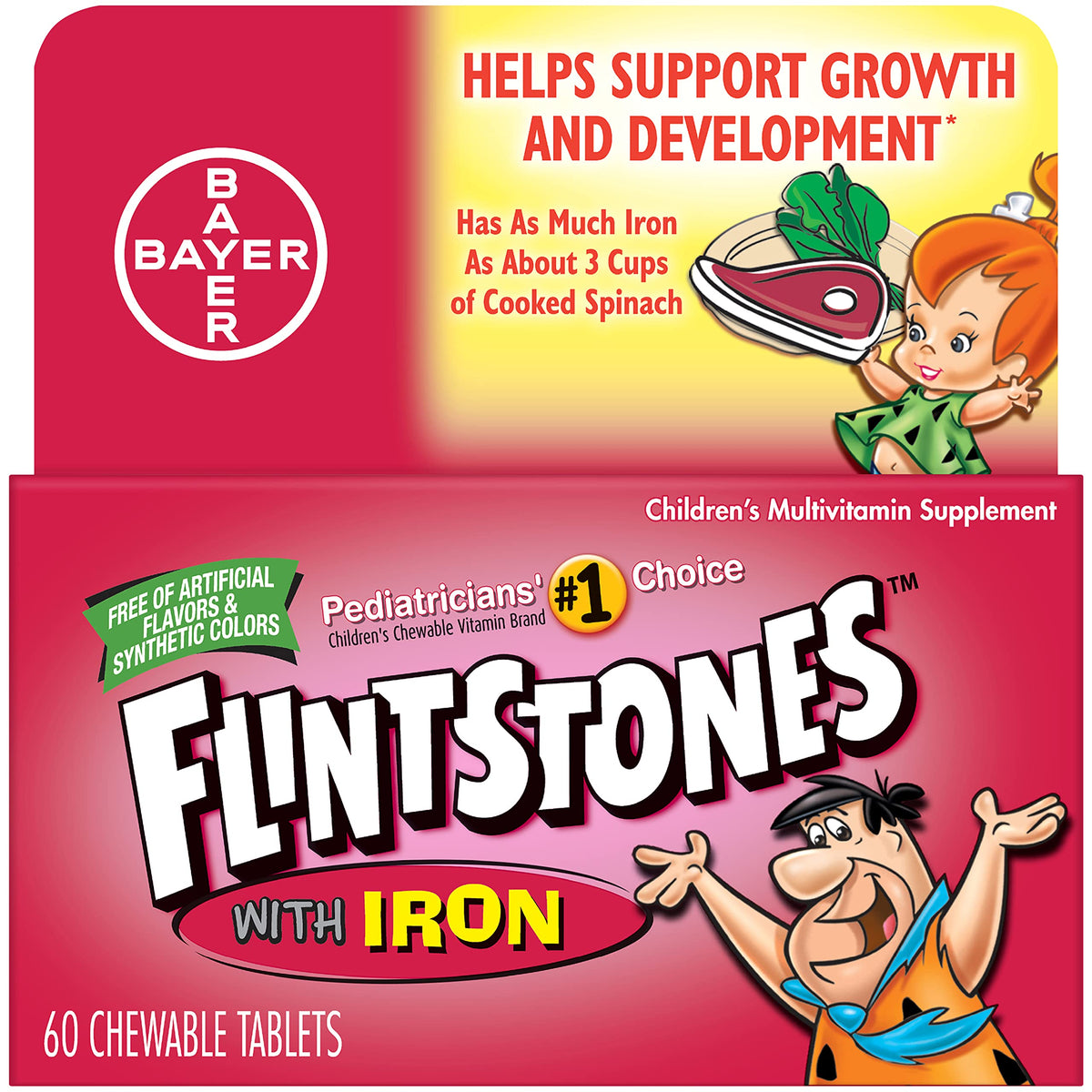 Flintstones chewable kids vitamins bottle, a convenient daily multivitamin for growing children.